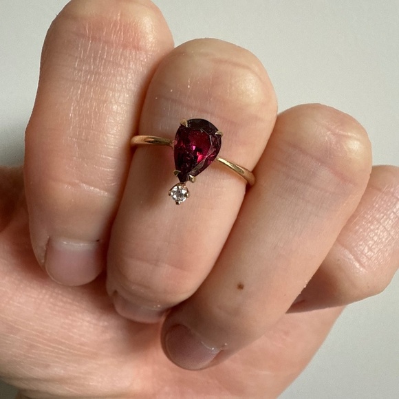 Custom Garnet Diamond Ring - Picture 1 of 4
